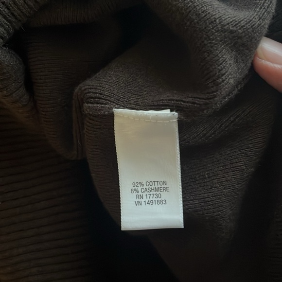 MERONA Cashmere Blend Quarter Zip Sweater Dark Brown Long Sleeves Size Small - Picture 9 of 12